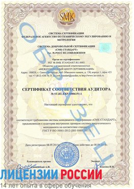 Образец сертификата соответствия аудитора №ST.RU.EXP.00006191-1 Кировский Сертификат ISO 50001